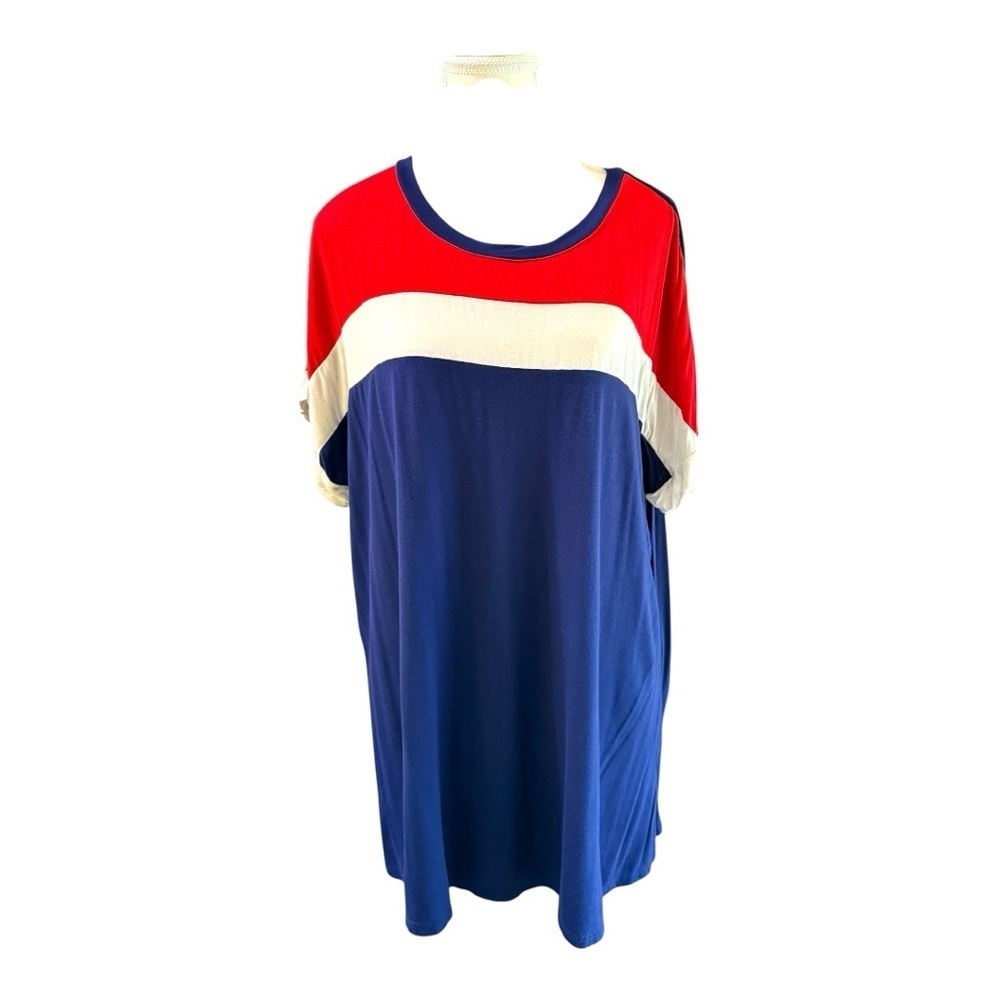 Celeste Colorblock Red White & Blue Top | Size 1XL | Made in USA
